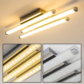 ISKUT Lámpara de Techo LED Cromo, 3 luces