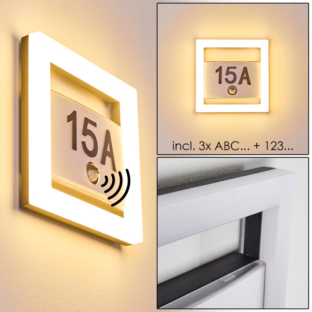 Número de casa iluminado Louisville LED Gris, 1 luz, Sensor de movimiento main product photo