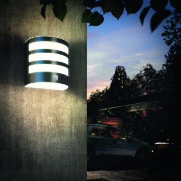 Philips Calgary Aplique para exterior LED Acero inoxidable, 1 luz, Sensor de movimiento