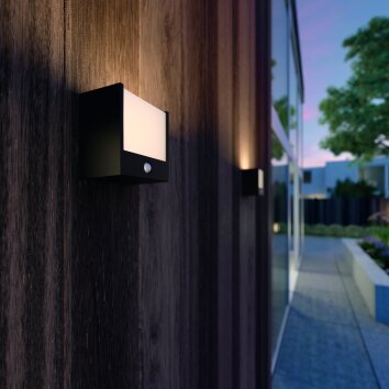 Philips Macaw Aplique para exterior LED Negro, 1 luz, Sensor de movimiento