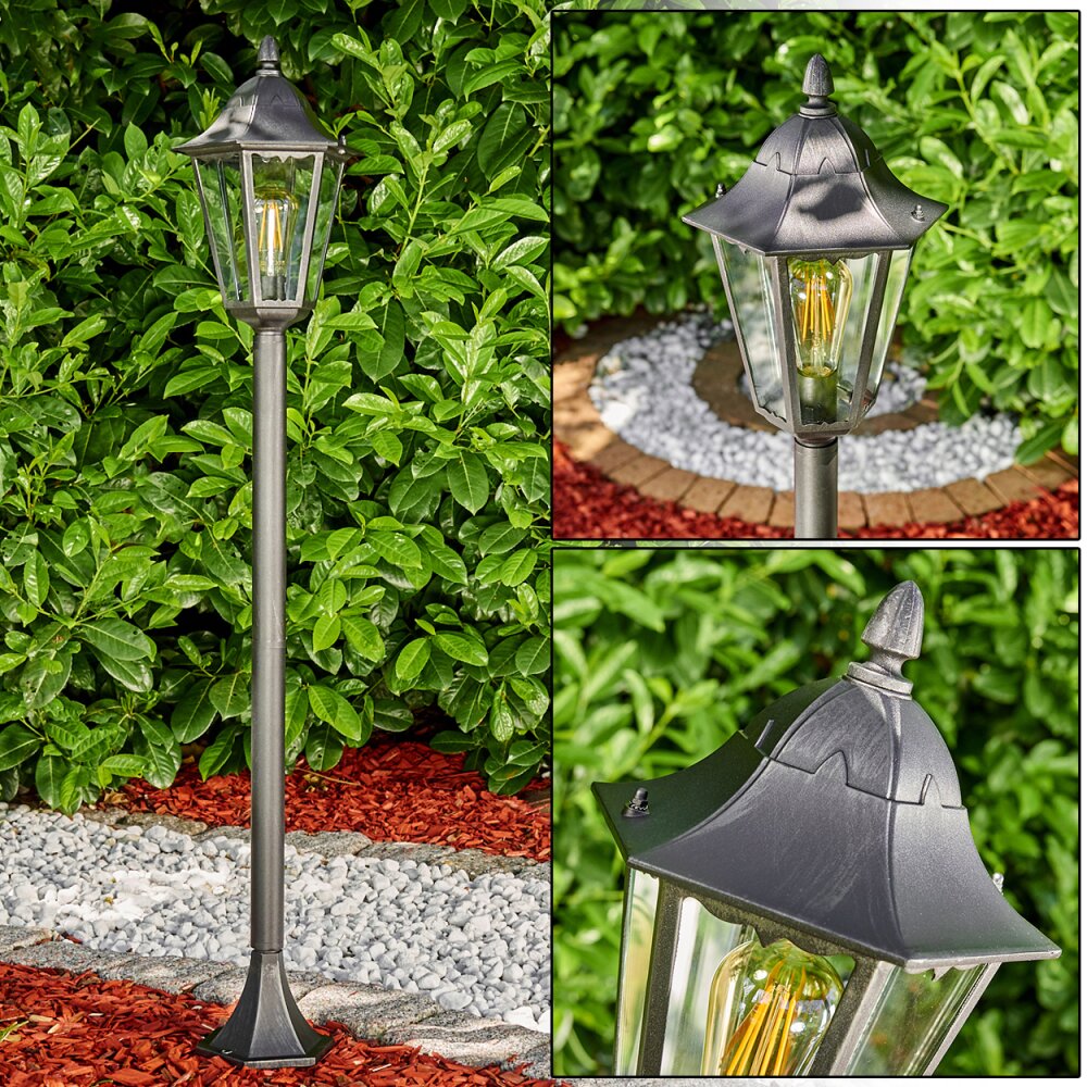 Poste de Jardín Gilze Negro, Plata, 1 luz main product photo