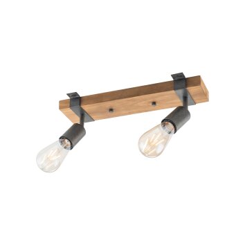 Leuchten-Direkt SLAT Lámpara de Techo Marrón, Madera oscura, 2 luces