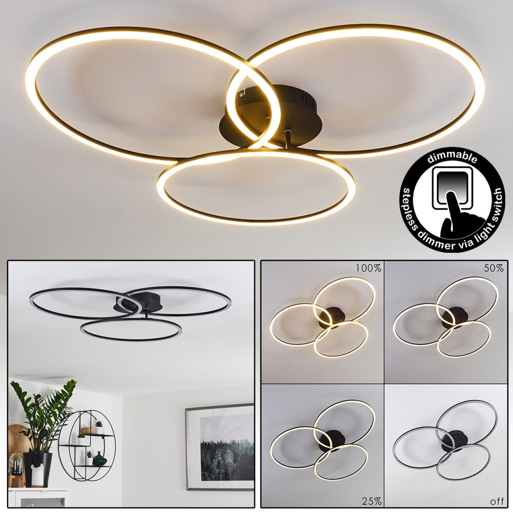 Johsa Lámpara de Techo LED Negro, 3 luces main product photo