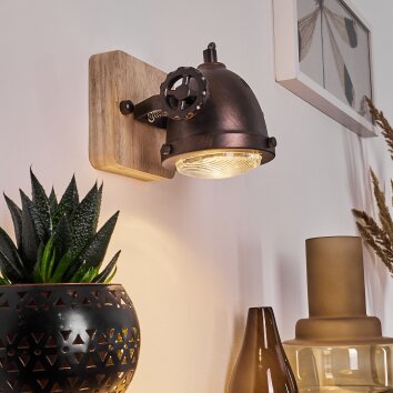 Herford Aplique Madera clara, Cobre, 1 luz