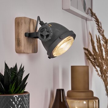 Herford Aplique Gris, Madera clara, 1 luz Herford Aplique Gris, Madera clara, 1 luz
