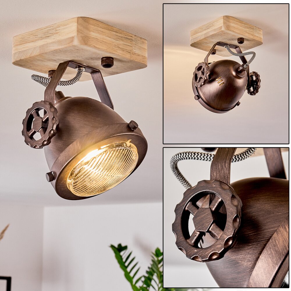 Herford Lámpara de Techo Madera clara, Cobre, 1 luz main product photo