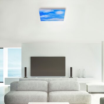 Leuchten-Direkt CLOUD Lámpara de Techo LED Blanca, 1 luz, Mando a distancia