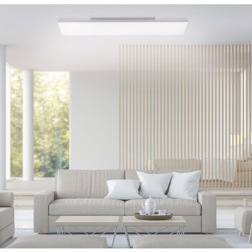 Leuchten-Direkt CANVAS Lámpara de Techo LED Blanca, 1 luz, Mando a distancia