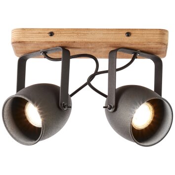 Brilliant CROWTON Lámpara de Techo Madera oscura, Negro, 2 luces