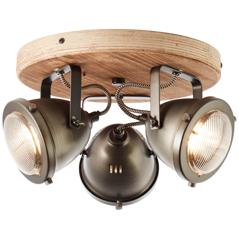 Brilliant CARMEN Lámpara de Techo Acero inoxidable, Madera oscura, 3 luces main product photo