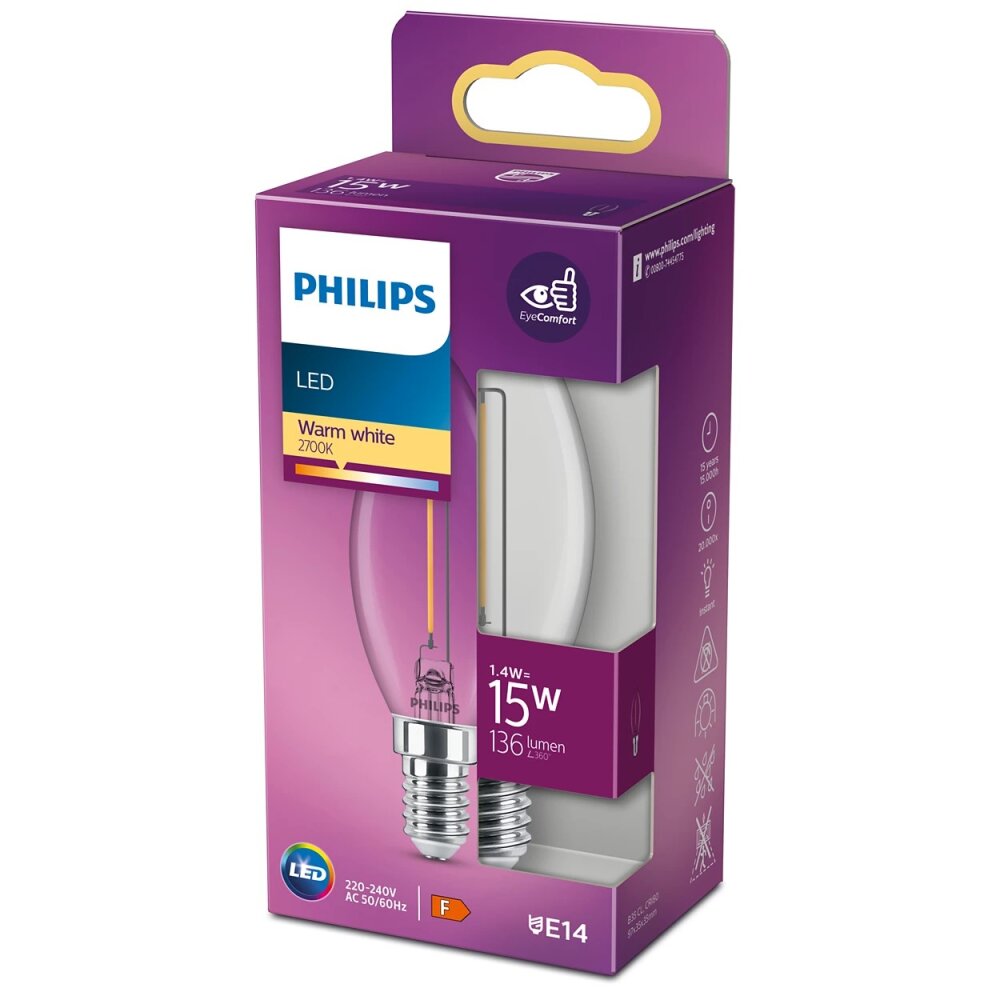 Philips LED E14 15 Watt 2700 Kelvin 136 Lumen main product photo