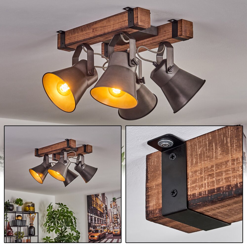 Aduard Lámpara de Techo Madera oscura, Negro, 4 luces main product photo