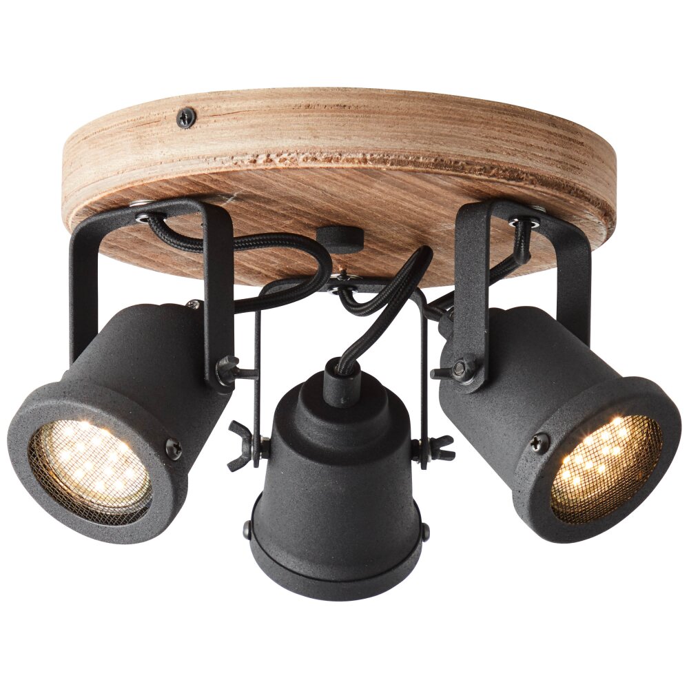 Brilliant Inge Proyector Madera oscura, 3 luces main product photo