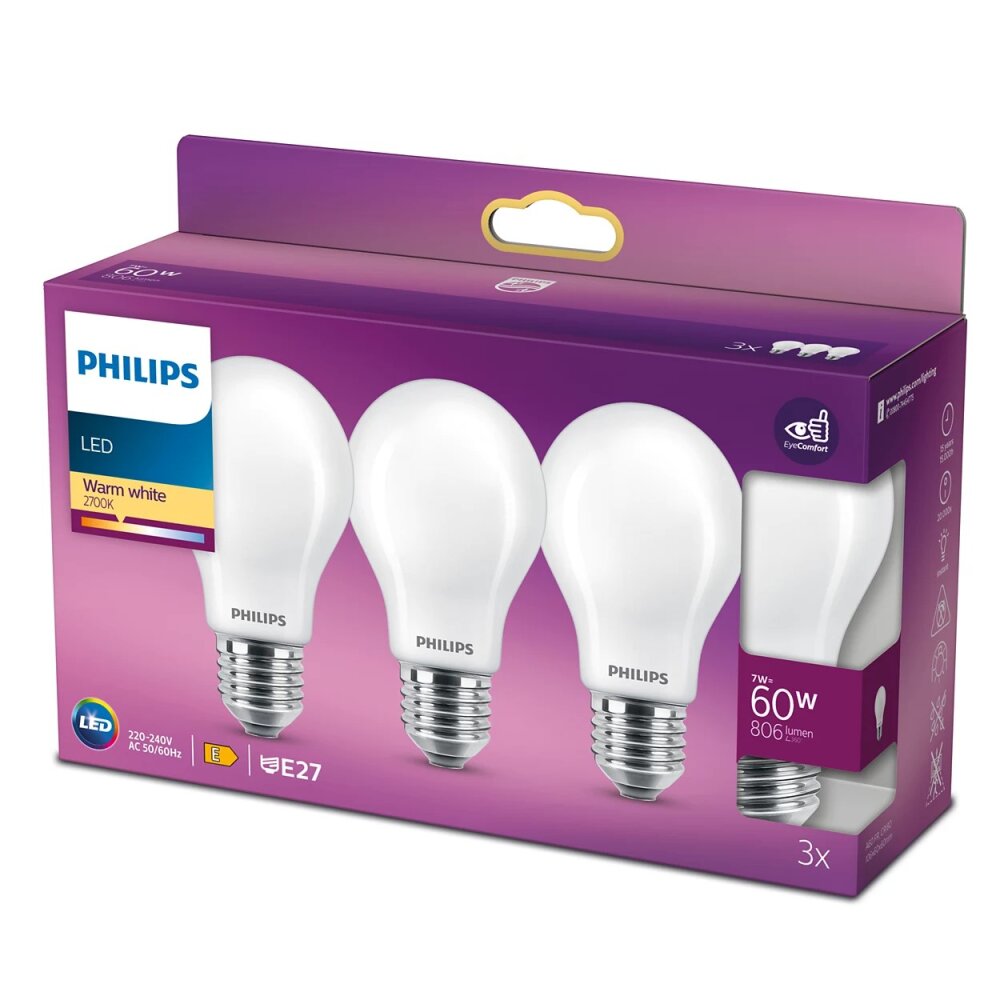 Philips LED E27 60 Watt 2700 Kelvin 806 Lumen main product photo