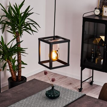 Turiza Lámpara Colgante Madera oscura, Negro, 1 luz