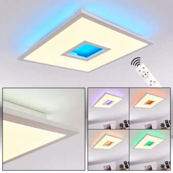 Turbalá Lámpara de Techo LED Blanca, 2 luces, Mando a distancia, Cambia de color