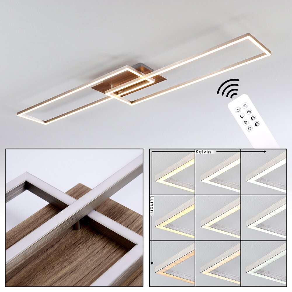 Cheka Lámpara de Techo LED Marrón, Níquel-mate, 2 luces, Mando a distancia main product photo