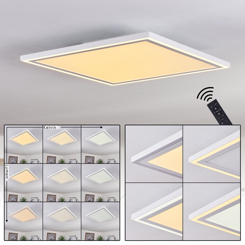 Salamo Lámpara de Techo LED Blanca, 2 luces, Mando a distancia main product photo