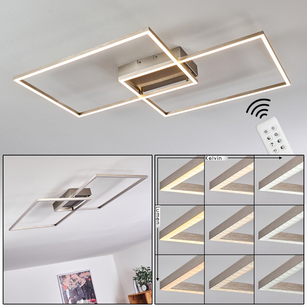 Cheka Lámpara de Techo LED Níquel-mate, 2 luces, Mando a distancia main product photo
