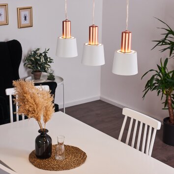 Altamiros Lámpara Colgante Cobre, Blanca, 3 luces