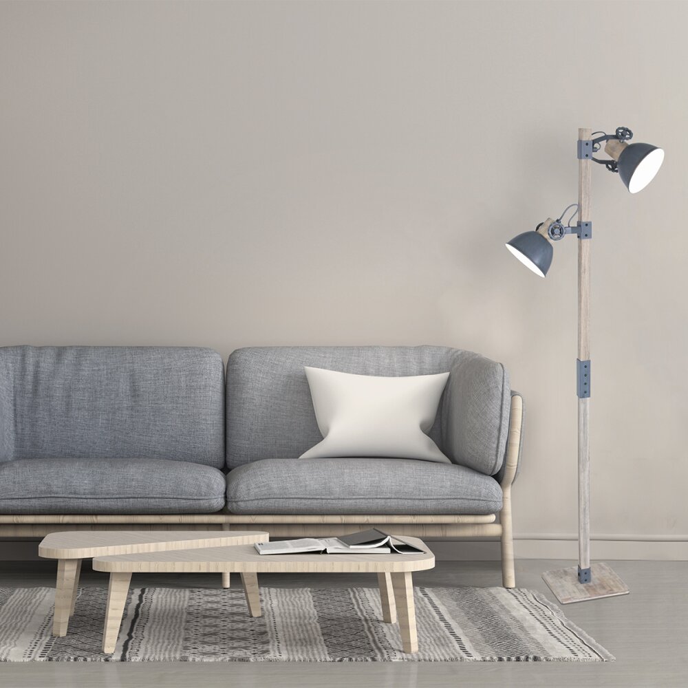 Steinhauer Gearwood Lámpara de Pie Gris, Madera clara, 2 luces main product photo