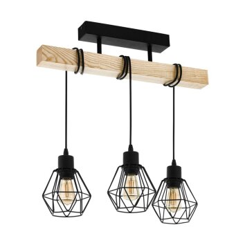 EGLO TOWNSHEND Lámpara de Techo Marrón, Madera clara, Negro, 3 luces