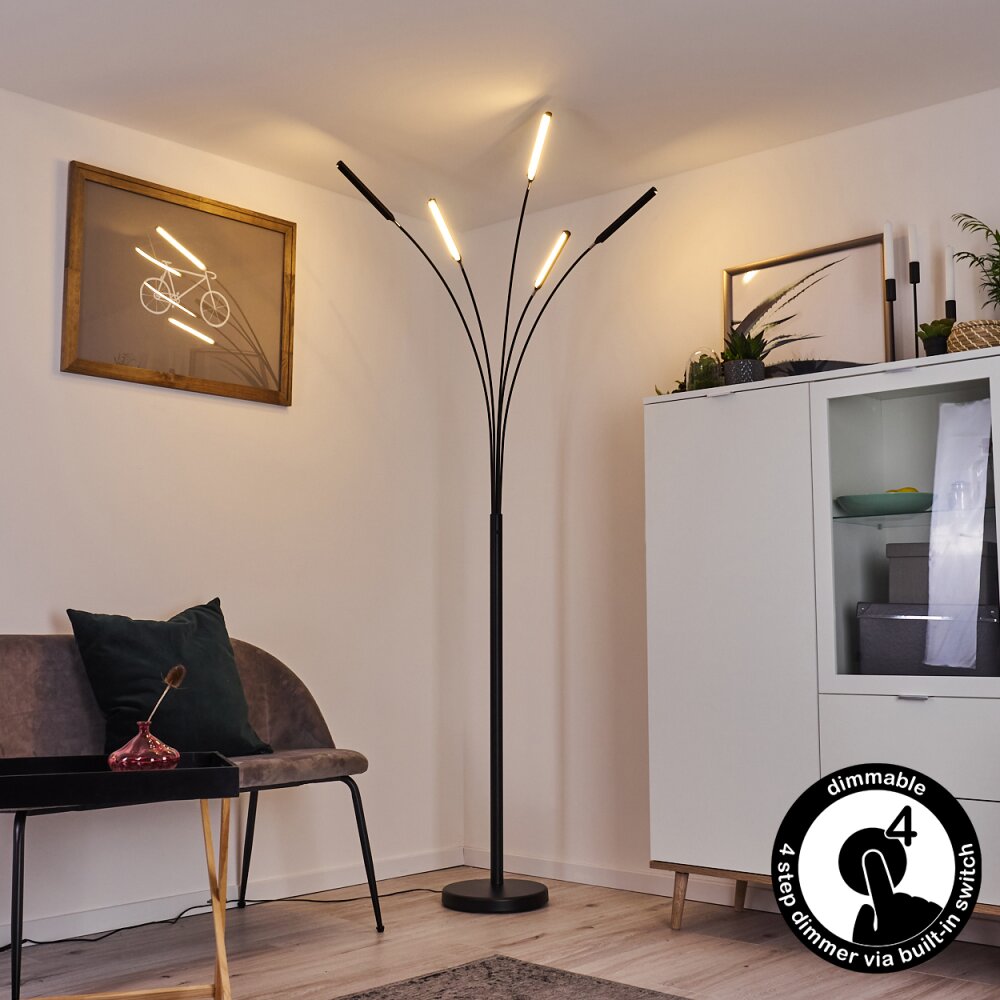 Totara Lámpara de Pie LED Negro, 5 luces main product photo