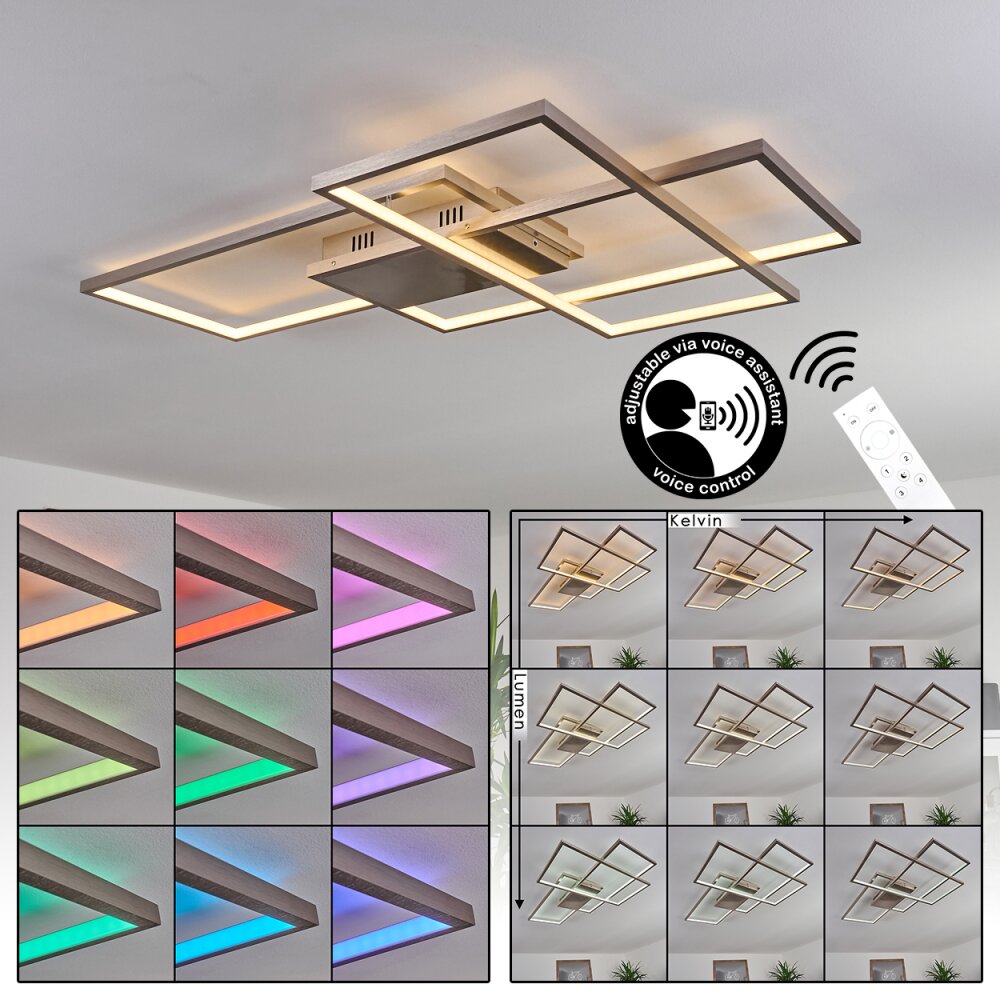 Momahaki Lámpara de Techo LED Cromo, 1 luz, Mando a distancia main product photo