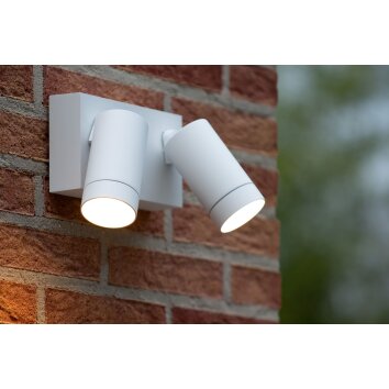 Lucide TAYLOR Aplique para exterior Blanca, 2 luces, Sensor de movimiento