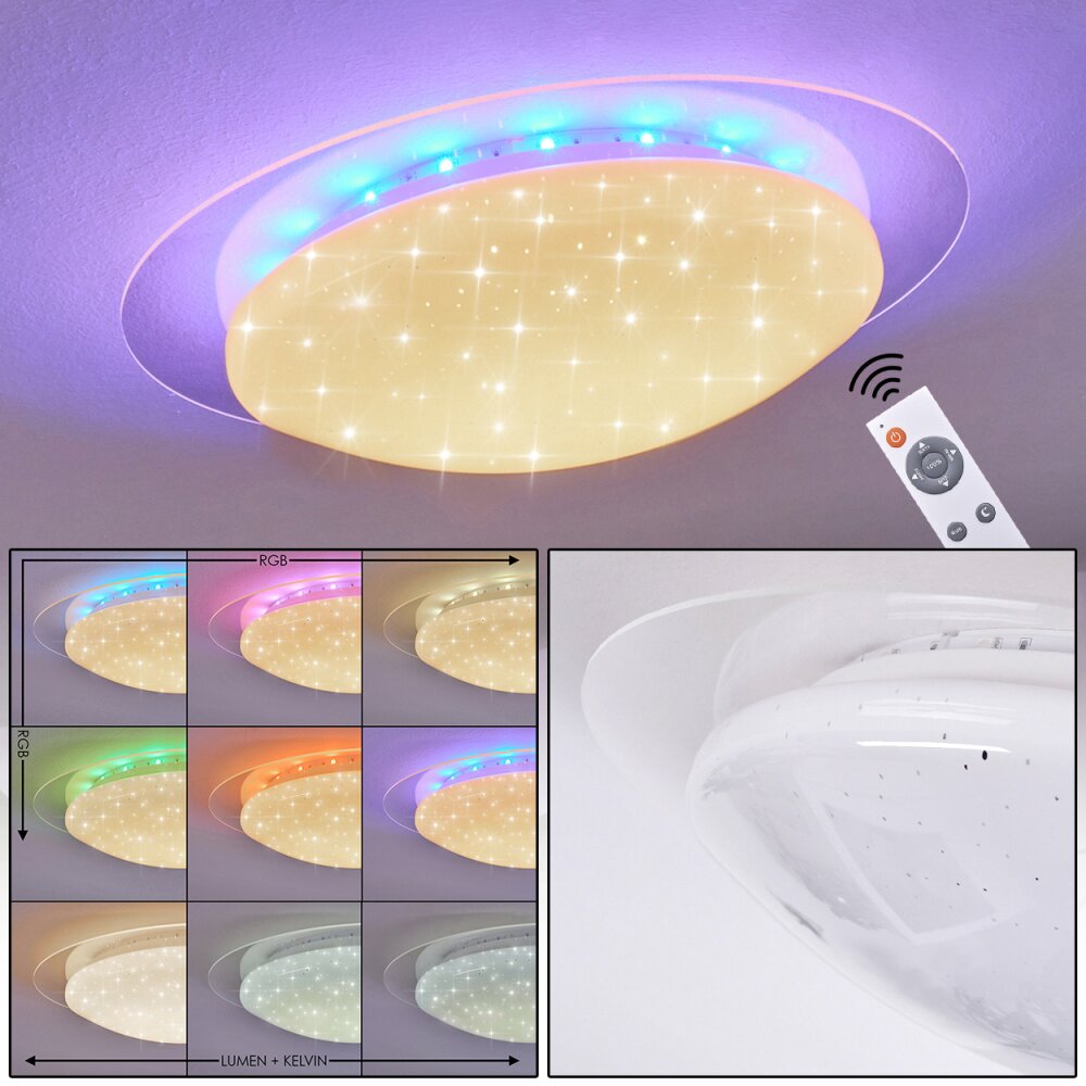 Cure Lámpara de Techo LED Blanca, 1 luz, Mando a distancia, Cambia de color main product photo