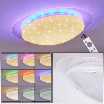 Cure Lámpara de Techo LED Blanca, 1 luz, Mando a distancia, Cambia de color