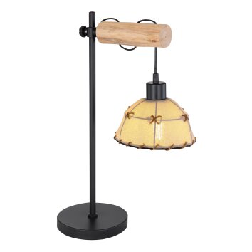 Globo REX Lámpara de mesa Madera clara, Negro, 1 luz