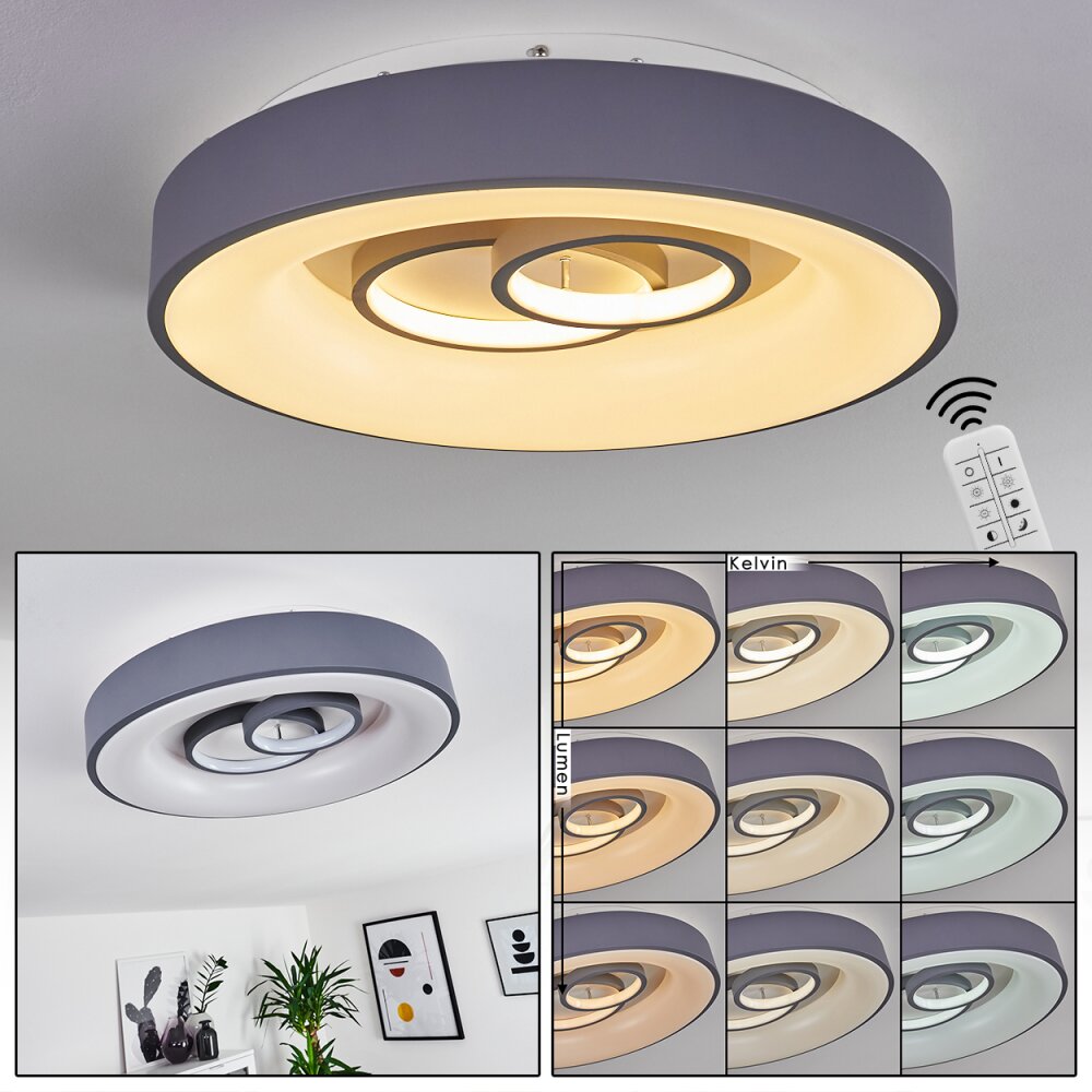 Gabbiana Lámpara de Techo LED Gris, Blanca, 1 luz, Mando a distancia main product photo