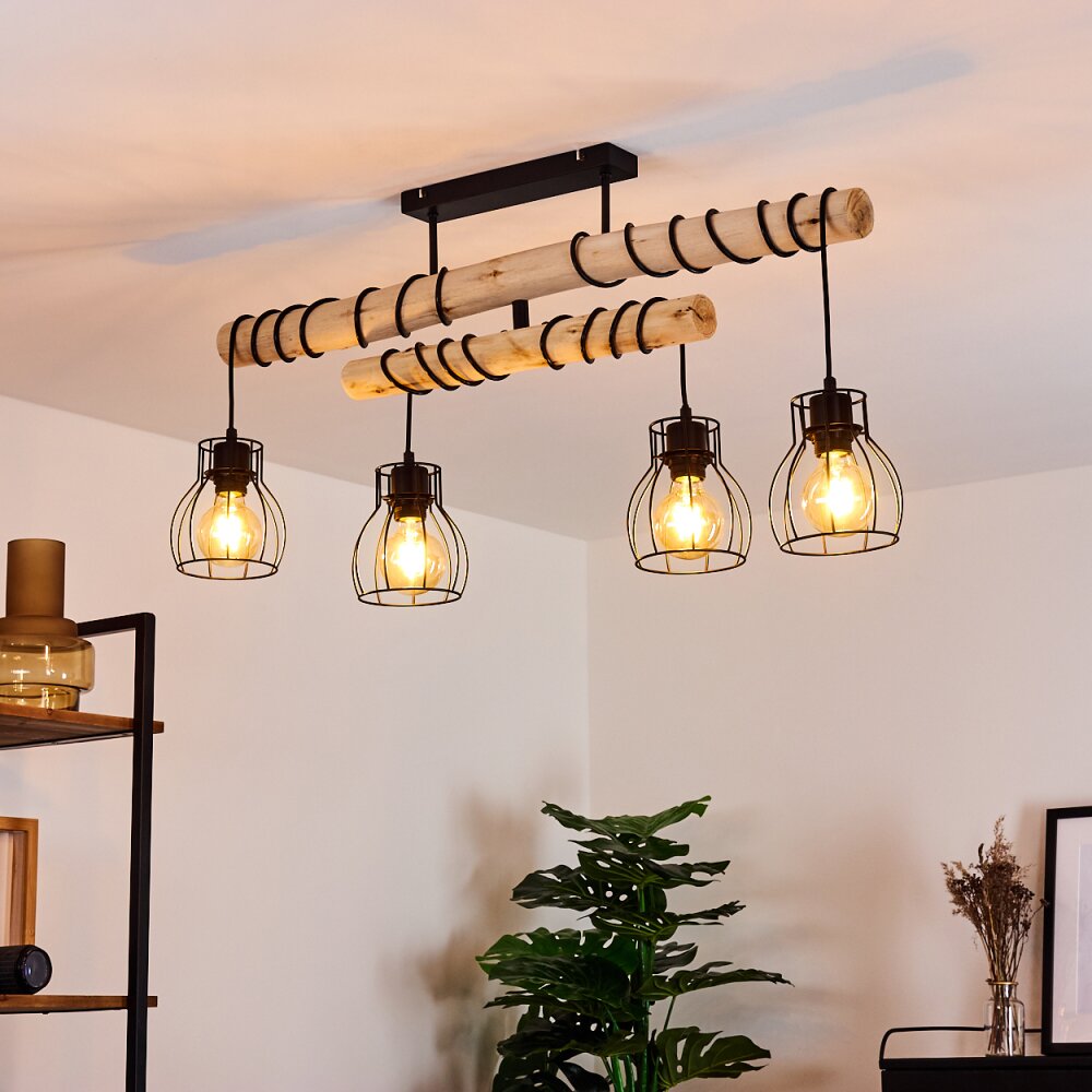 Gondo Lámpara de Techo Madera oscura, Negro, 4 luces main product photo