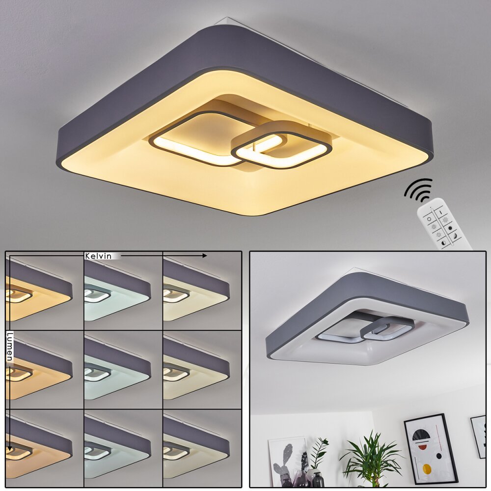 Gabbiana Lámpara de Techo LED Gris, Blanca, 1 luz, Mando a distancia main product photo