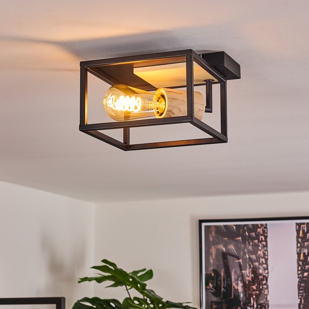 Salla Lámpara de Techo Madera clara, Negro, 1 luz main product photo