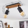Raccuia Lámpara de Techo Madera oscura, Negro, 2 luces