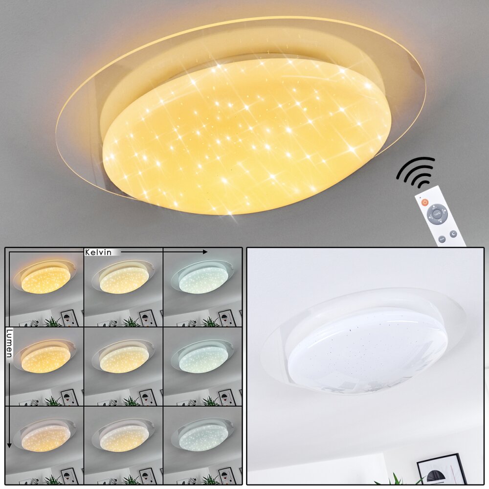 Rosenga Lámpara de Techo LED Blanca, 1 luz, Mando a distancia main product photo