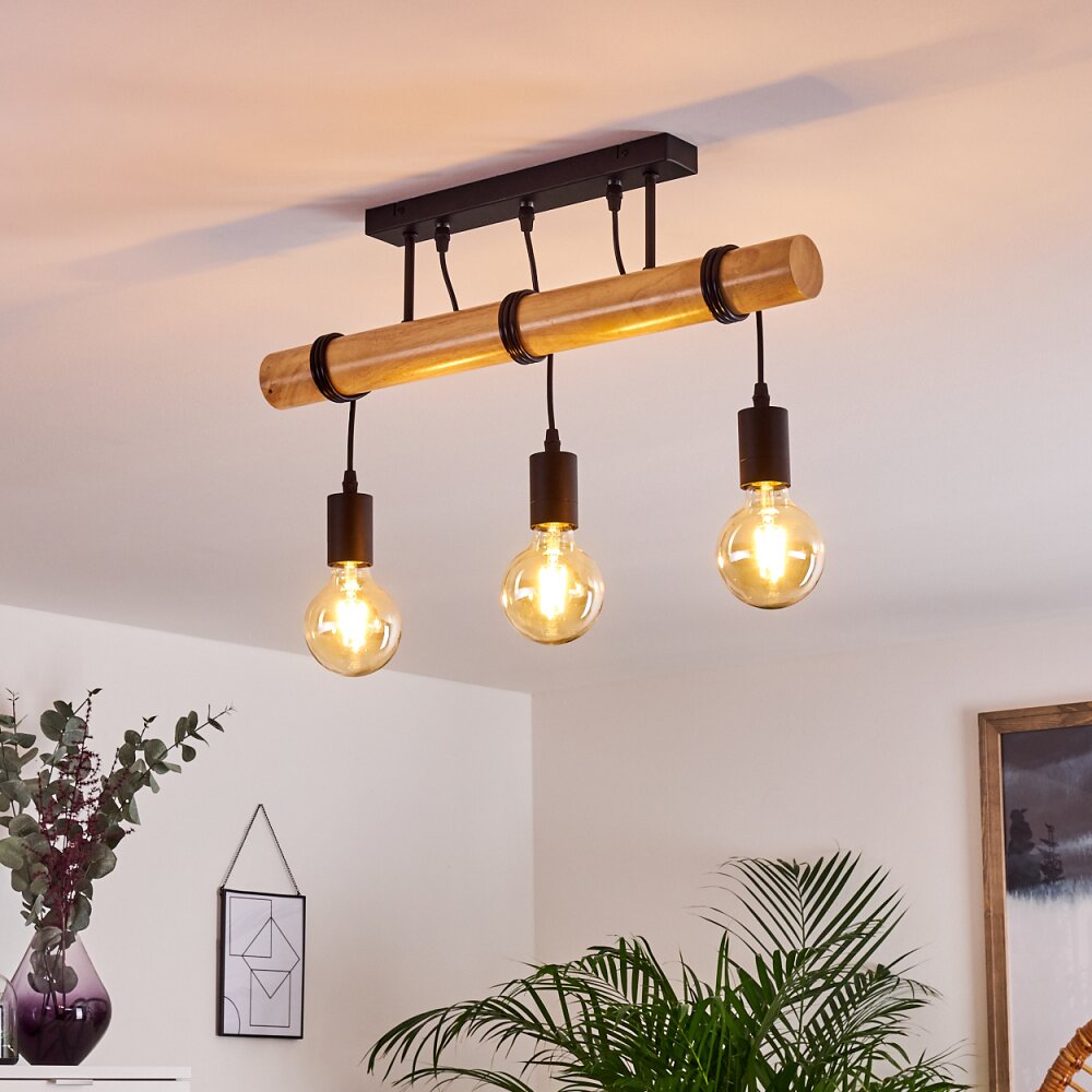 Yaak Lámpara de Techo Madera clara, Negro, 3 luces main product photo