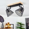 Panaguá Lámpara de Techo Madera clara, Negro, 2 luces