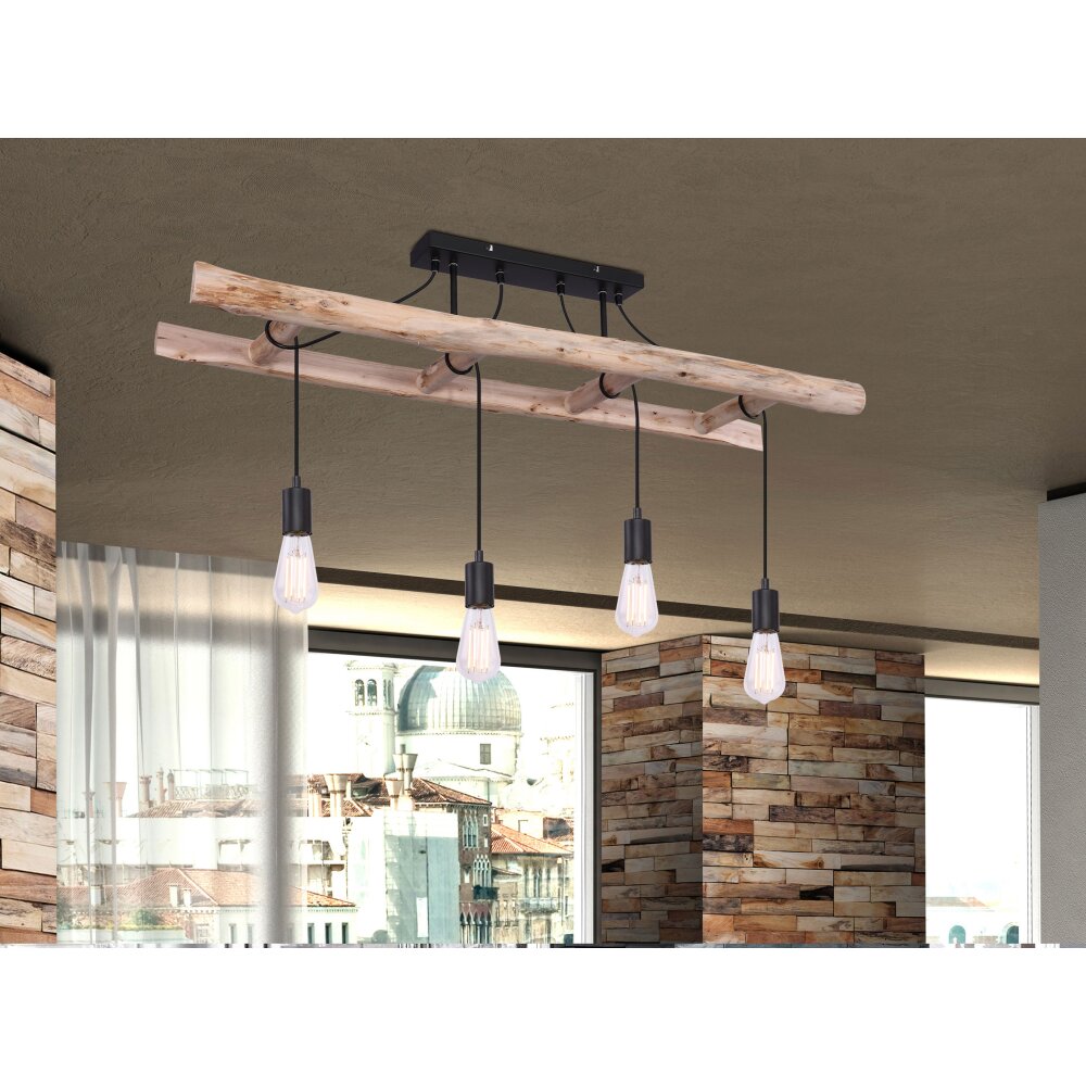 Globo IRMGARD Lámpara de Techo Madera clara, Negro, 4 luces main product photo