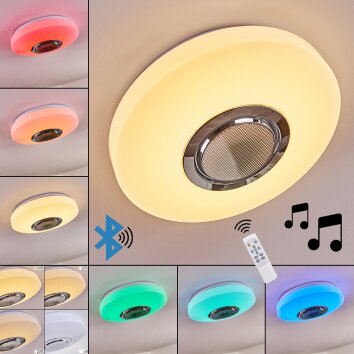 Sambani Lámpara de Techo LED Cromo, Blanca, 1 luz, Mando a distancia, Cambia de color