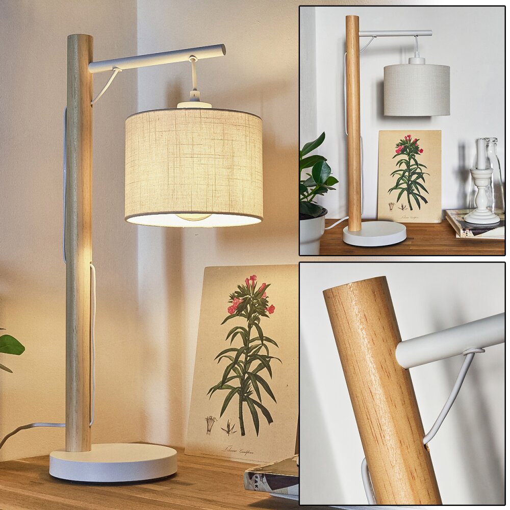Geelong Lámpara de mesa Madera clara, Blanca, 1 luz main product photo