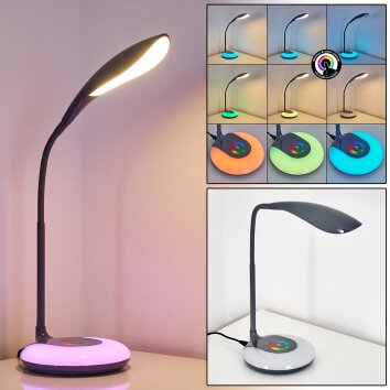 Paphos Lámpara de mesa LED Negro, 1 luz, Cambia de color
