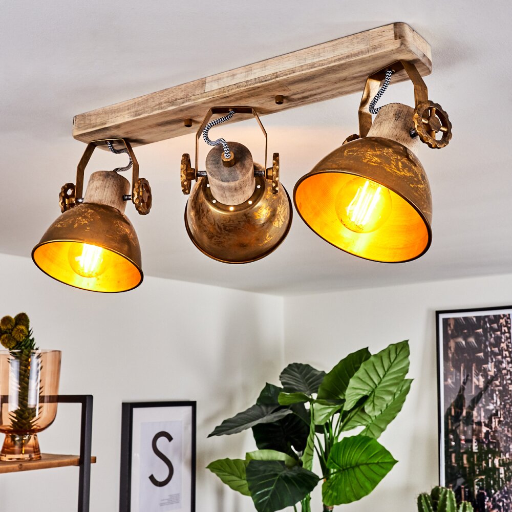 Orny Lámpara de Techo Bronce, Madera clara, 3 luces main product photo