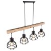 Globo CLASTRA Lámpara Colgante Madera oscura, Negro, 4 luces