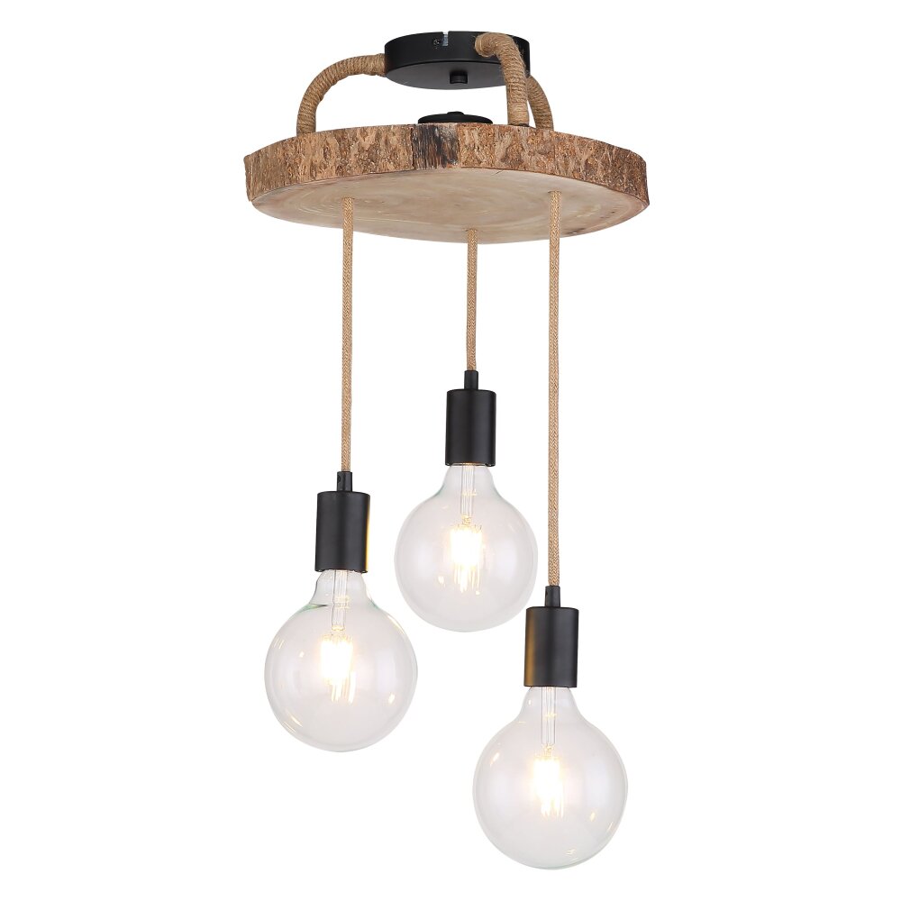 Globo GEORG Lámpara de Techo Madera oscura, Negro, 3 luces main product photo