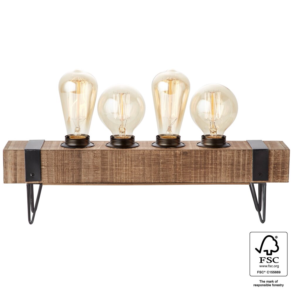 Brilliant Woodhill Lámpara de mesa Madera oscura, Negro, 4 luces main product photo