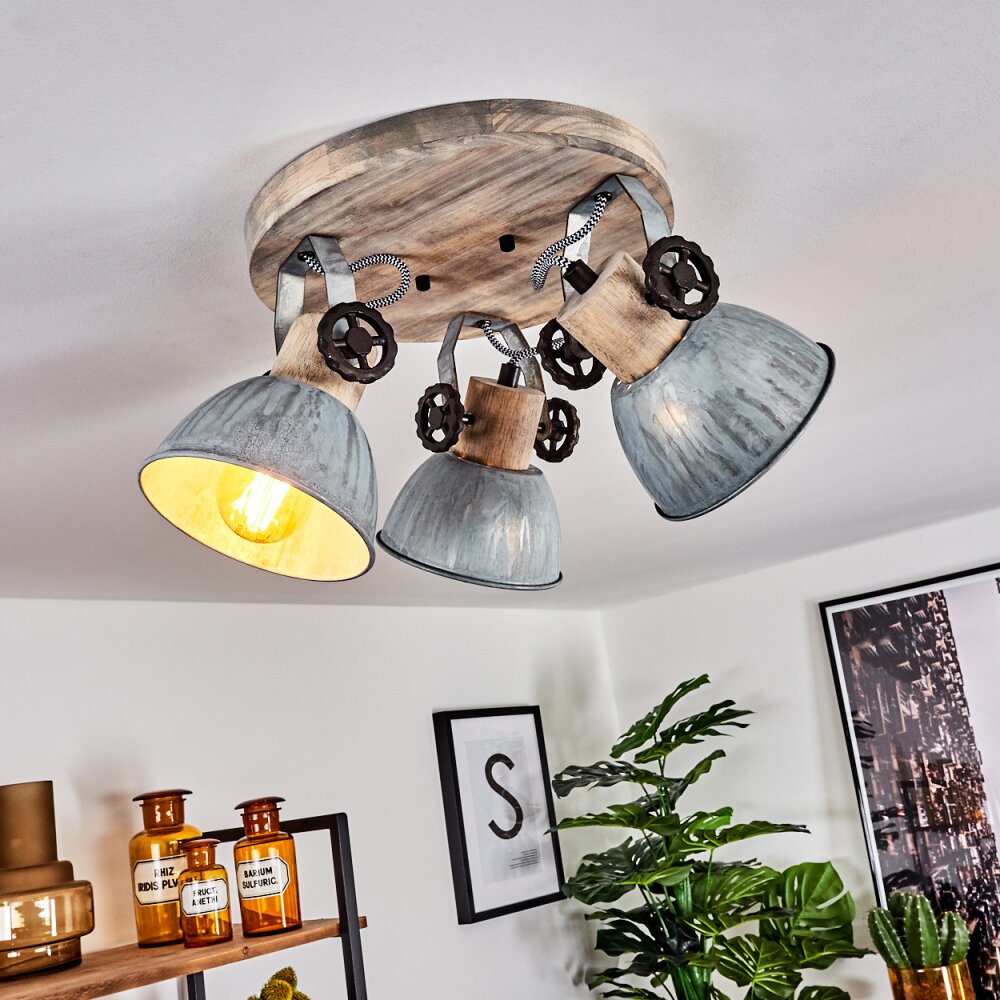 Orny Lámpara de Techo Madera clara, Níquel-mate, 3 luces main product photo