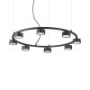 Ideallux MINOR Lámpara Colgante Negro, 8 luces